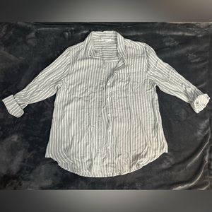 Green and white button down